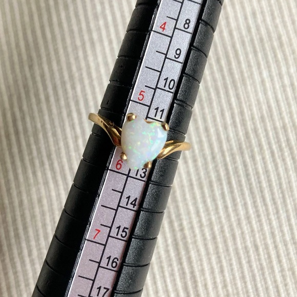 Vintage Baden & Foss Opal Heart 14k Solid Gold Ring Size 5.5 - Picture 14 of 16
